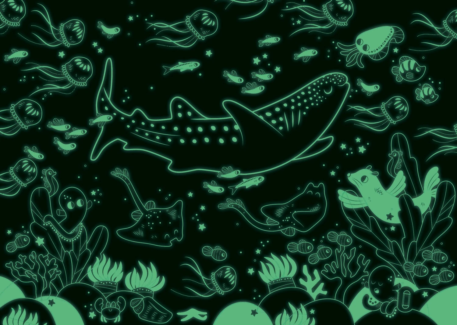 Moulin Roty Puzzle Phosphorescent Sous La Mer 24 Pièces – Image 2